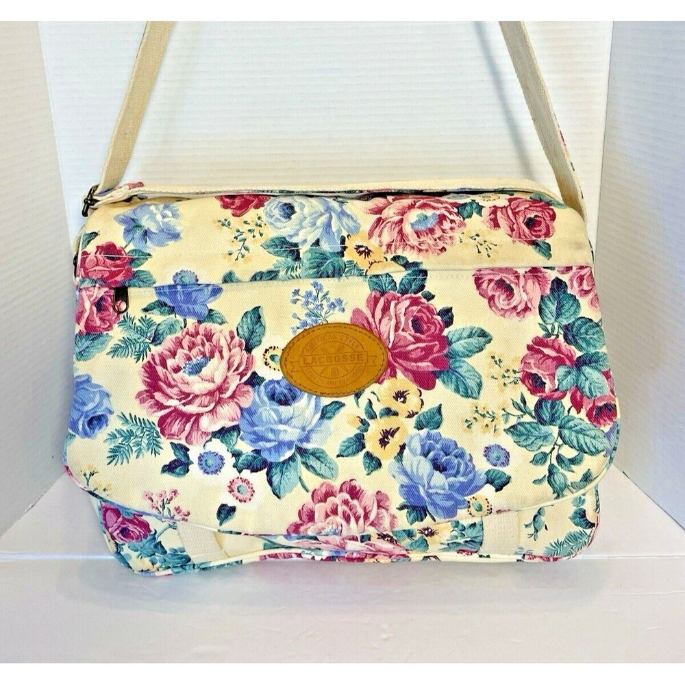 American Style Lacrosse Sports & Tradition Floral Cottage Coastal Travel Bag  L
